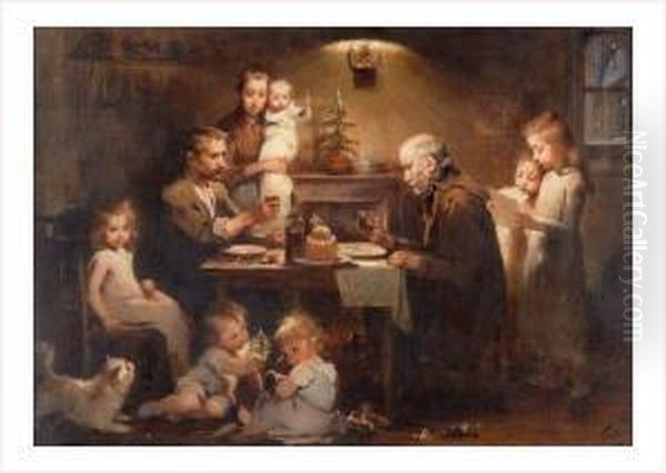 Le Repas De Famille Oil Painting by Henri-Jules-Jean Geoffroy (Geo)