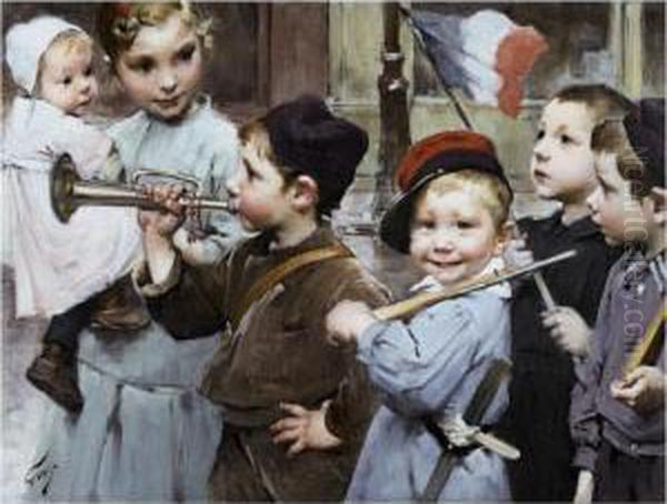 July 14th - Bastille Day Oil Painting by Henri-Jules-Jean Geoffroy (Geo)