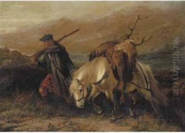 The Return From Deer Stalking Oil Painting by George Earl