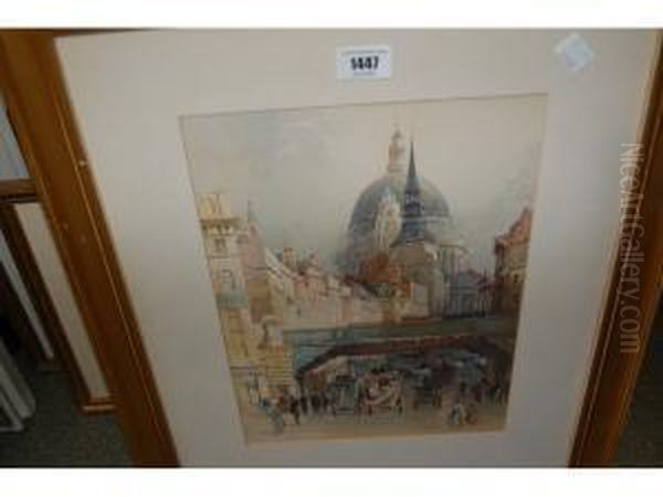 View Of Ludgate Hill With The Dome Of St. Pauls Beyond Oil Painting by Sir Ernest George