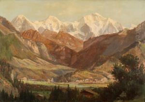 Alpes Bernoises Oil Painting by Jean Philippe George-Juillard