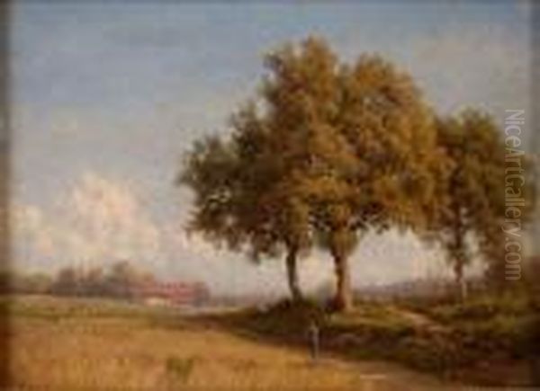 Promeneuse Dans Un Paysage De Campagne Oil Painting by Jean Philippe George-Juillard