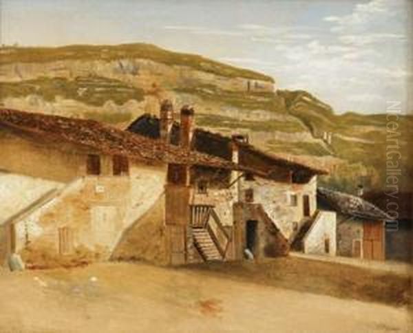 Cour De Ferme A Veyrier Oil Painting by Jean Philippe George-Juillard