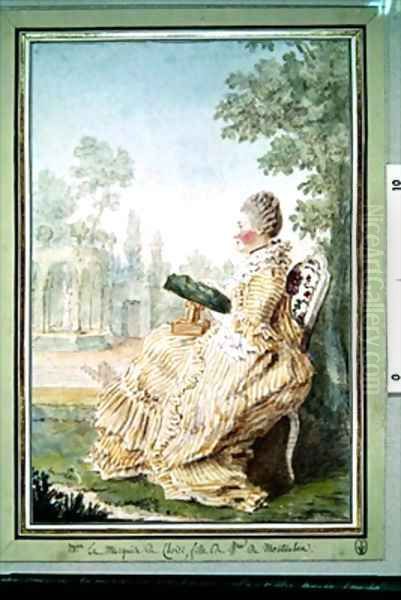 Claudine Cesarine de La Tour du Pin Marquise dEchoisy Oil Painting by Louis Carrogis Carmontelle