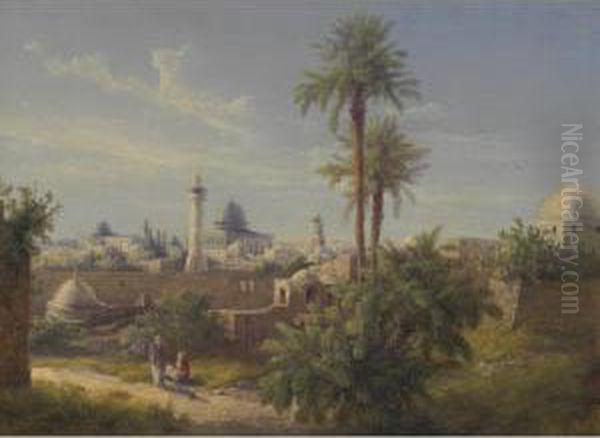 View Of Jerusalem Oil Painting by Friedrich Otto Georgi