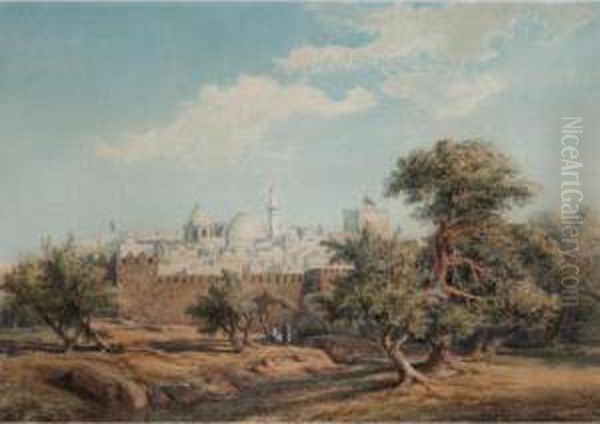 View Of Jerusalem Oil Painting by Friedrich Otto Georgi