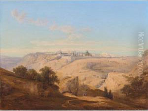 View Of Jerusalem From Siloah Oil Painting by Friedrich Otto Georgi