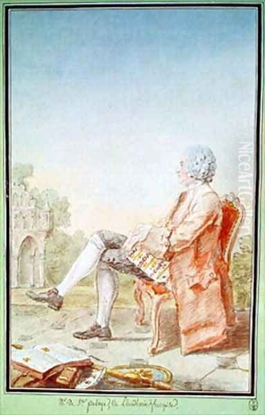 Jean Baptiste de La Curne de Sainte Palaye 1697-1781 of the French Academy Oil Painting by Louis Carrogis Carmontelle