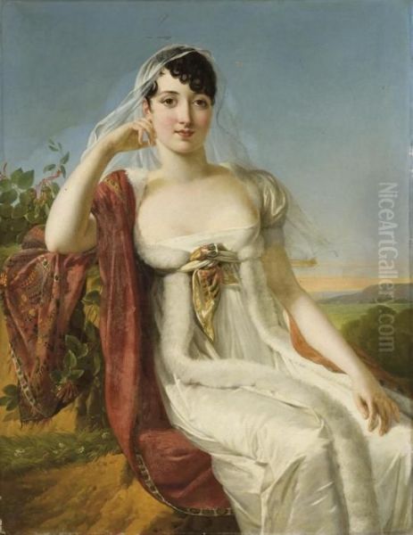 Portrait D'une Dame Assise Dans Un Paysage Oil Painting by Baron Francois Gerard