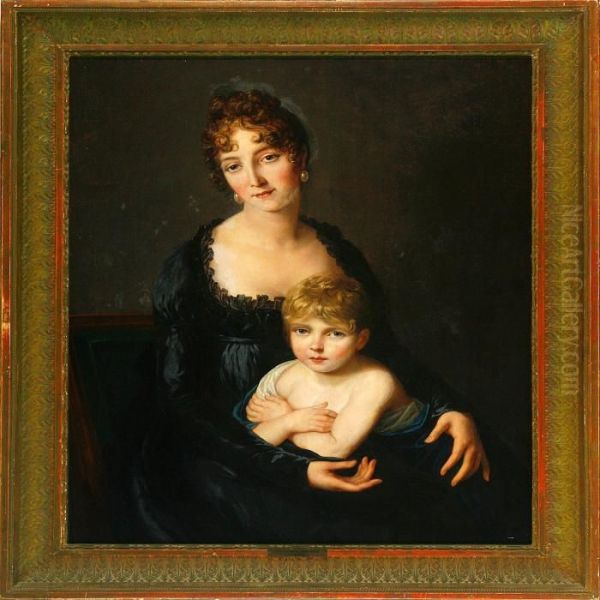 A Portrait Of A Mother And Son Oil Painting by Baron Francois Gerard