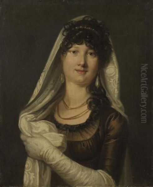 Portrait De Madame Mahiet De La Cheneray Oil Painting by Baron Francois Gerard