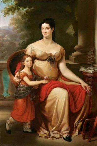 Ritratto Di Gentildonna Con La Figlia Oil Painting by Baron Francois Gerard