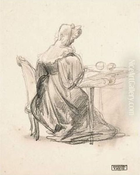 Femme Assise Devant Une Table Oil Painting by Baron Francois Gerard