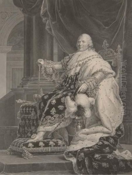 Louis Xviii En Habits Royaux Par Raphael-urbain Massard Oil Painting by Baron Francois Gerard