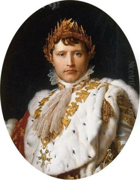 Portrait Of Napoleon I In His Imperial Robes Oil Painting by Baron Francois Gerard