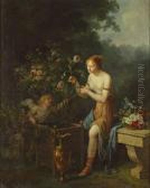 Venus Et L'amour Jardinant Oil Painting by Marguerite Gerard