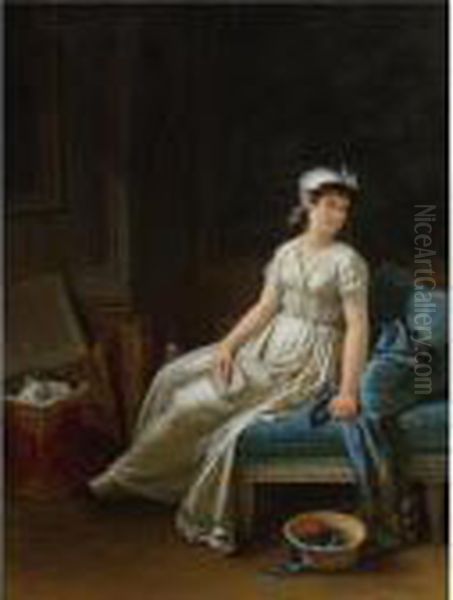 Seated Woman Reading A Letter Oil Painting by Marguerite Gerard