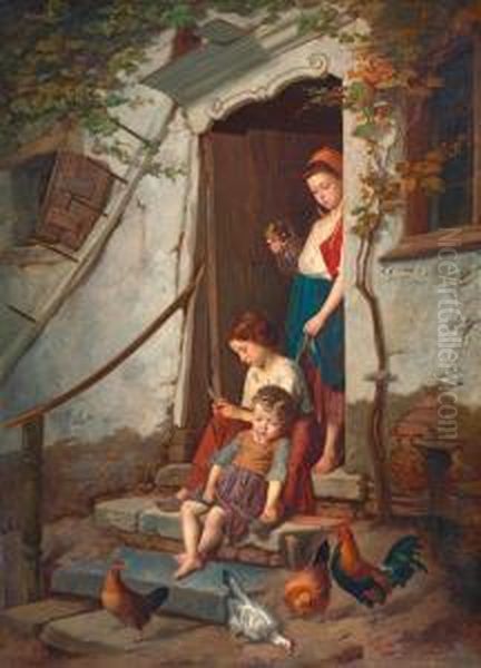 The Farm Children Oil Painting by Theodore Gerard