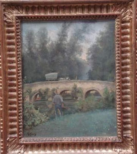 Le Passage Du Pont Oil Painting by Theodore Gerard