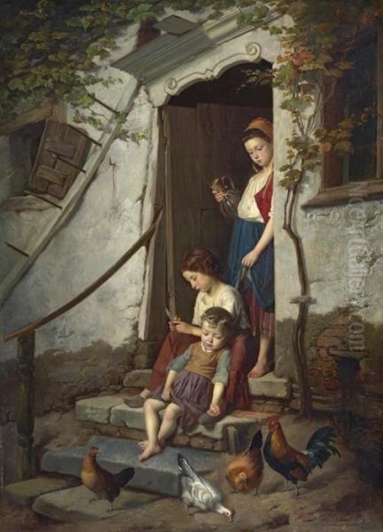 The Farm Children. 1867. Oil Painting by Theodore Gerard