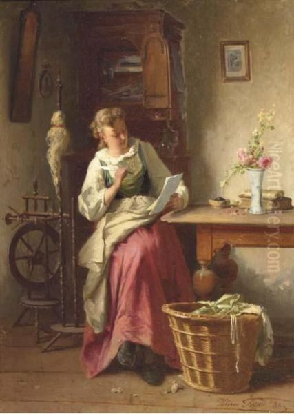 Writing To A Loved One Oil Painting by Theodore Gerard