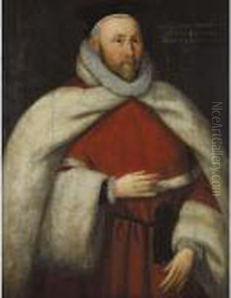 Portrait Of A Gentleman, Traditionally Identified As Sir Richard Broke Oil Painting by Marcus Ii Gerards