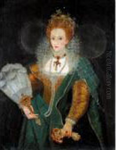 Portrait Of Queen Elizabeth I Oil Painting by Marcus Ii Gerards