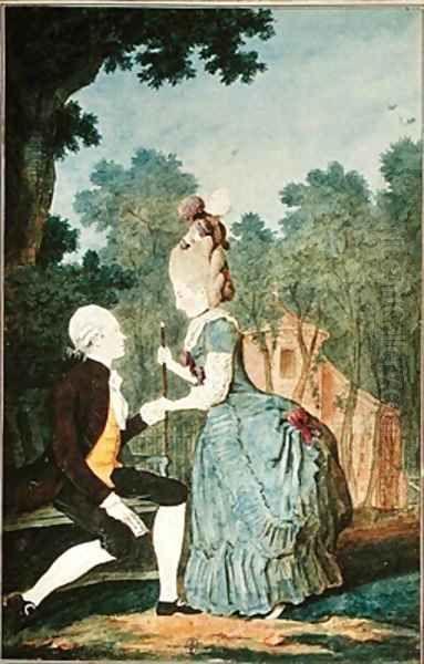 Monsieur le Comte de La Porte and his Daughter Oil Painting by Louis Carrogis Carmontelle