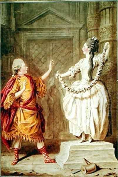 Monsieur Messer and Madame Boissier in Pygmalion Oil Painting by Louis Carrogis Carmontelle