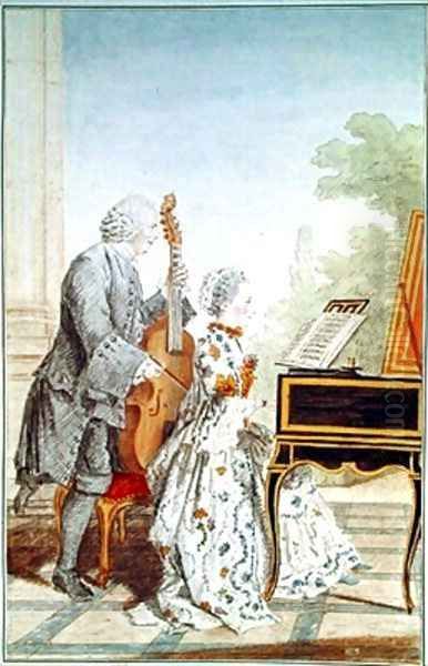 Monsieur Piton and his Daughter Oil Painting by Louis Carrogis Carmontelle