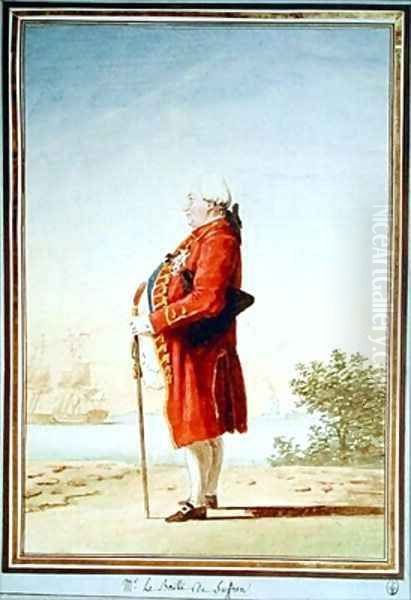 Pierre Andre de Suffren de Saint Tropez known as Le bailli de Suffren 1726-1788 Oil Painting by Louis Carrogis Carmontelle