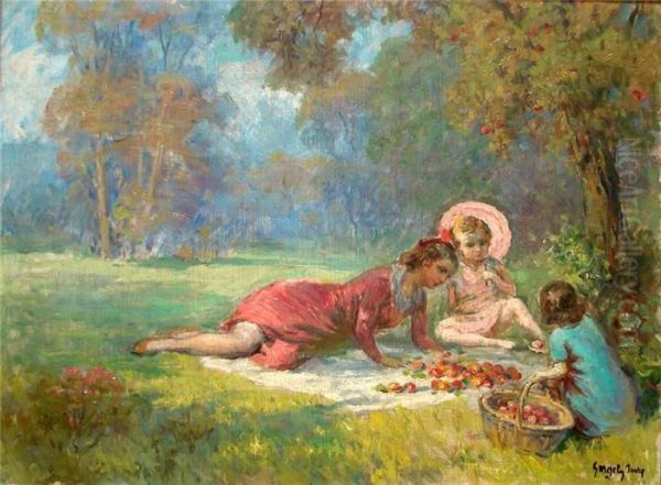 Picknick Auf Einer Sommerlichen Wiese Oil Painting by Imre Gergely