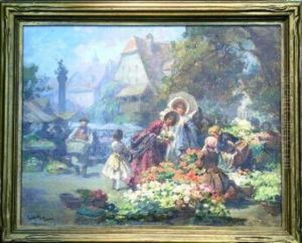 The Flower Market Oil Painting by Imre Gergely