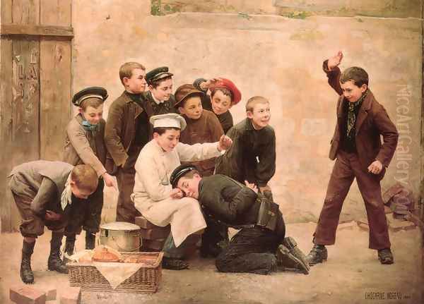 The Spanking Oil Painting by Paul Charles Chocarne-Moreau