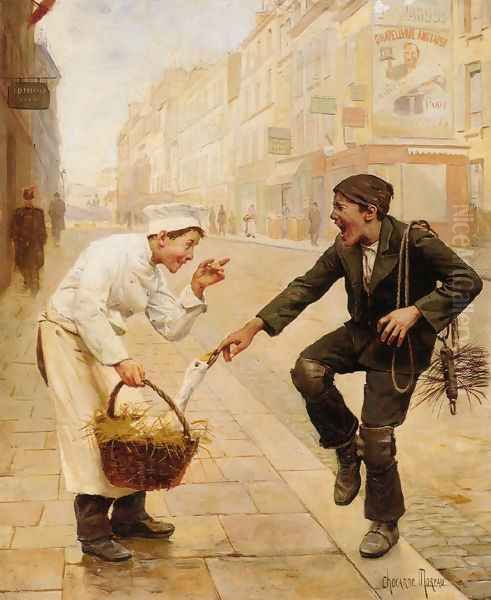 The Unexpected Surprise Oil Painting by Paul Charles Chocarne-Moreau