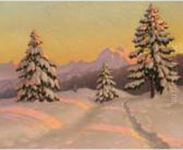 Winter Sun Oil Painting by Mikhail Markianovich Germanshev