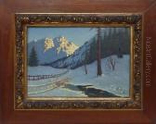 Paysage De Neige Oil Painting by Michail Markianovic Germasev