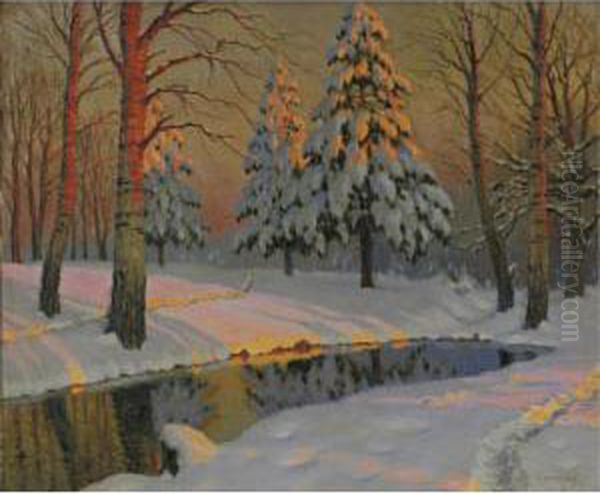 Winter Shadows Oil Painting by Michail Markianovic Germasev