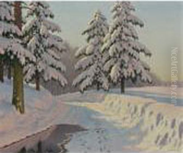 Snow Oil Painting by Michail Markianovic Germasev