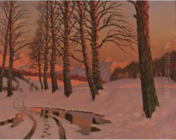 Snowscene Oil Painting by Michail Markianovic Germasev