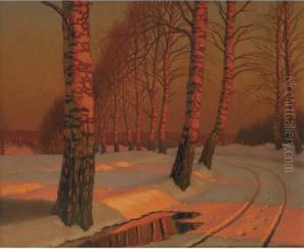 Winter Sunshine Oil Painting by Michail Markianovic Germasev