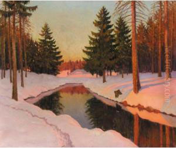 Winter Sunshine Oil Painting by Michail Markianovic Germasev