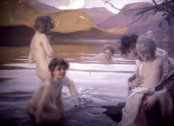 The First Bath Oil Painting by Paul Chabas