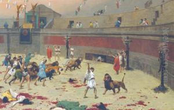 The Retreating Lions Oil Painting by Jean-Leon Gerome