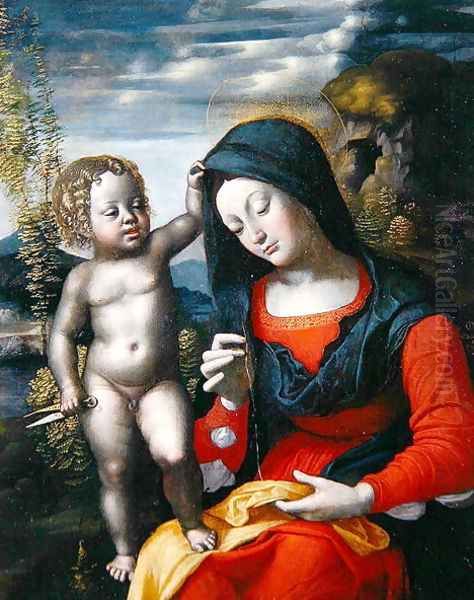 The Madonna Sewing Oil Painting by Giovanni Francesco Caroto