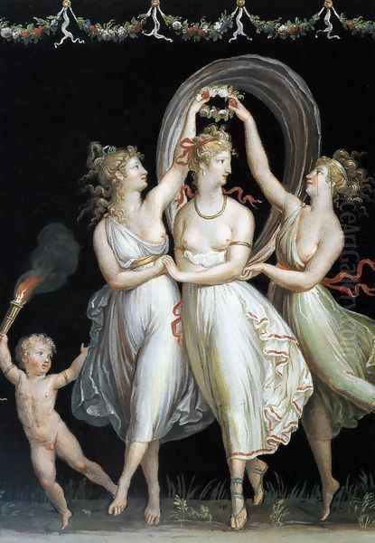 Three Graces Dancing (Le tre Grazie danzanti) Oil Painting by Antonio Canova