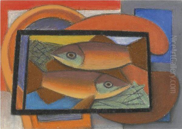 Study For Fish In Glass Case Oil Painting by Mark Gertler