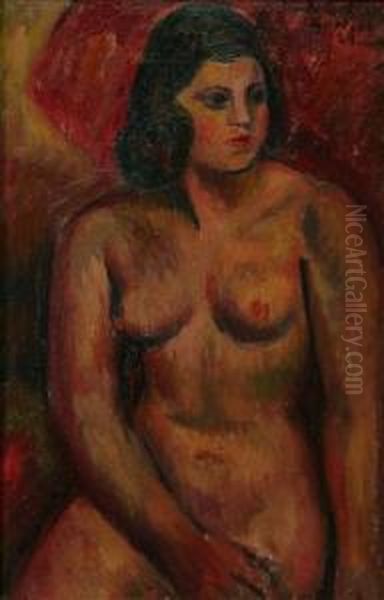 Study Of A Female Nude Oil Painting by Mark Gertler