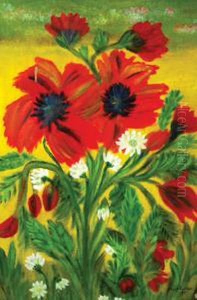 Still Life With Poppies Oil Painting by Mark Gertler