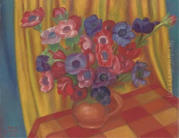 Still Life With Anemones In A Jug Oil Painting by Mark Gertler